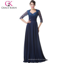 Grace Karin 2015 neueste Marineblau lange Spitze formales Abendkleid mit langer Hülse CL6234